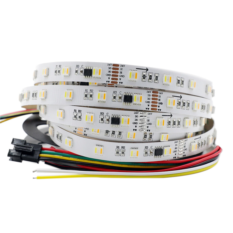 DC24V TM1914 5050SMD RGB+CCT 5IN1, Breakpoint continue 240 LEDs Addressable Digital Strip Lights, Dream Color Programmable Flexible LED Ribbon Light